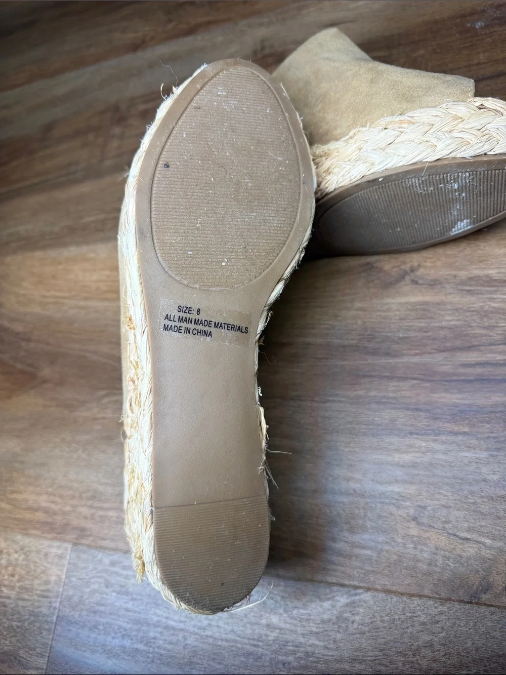 VENUS Beige Suede Espadrille Wedge Mule